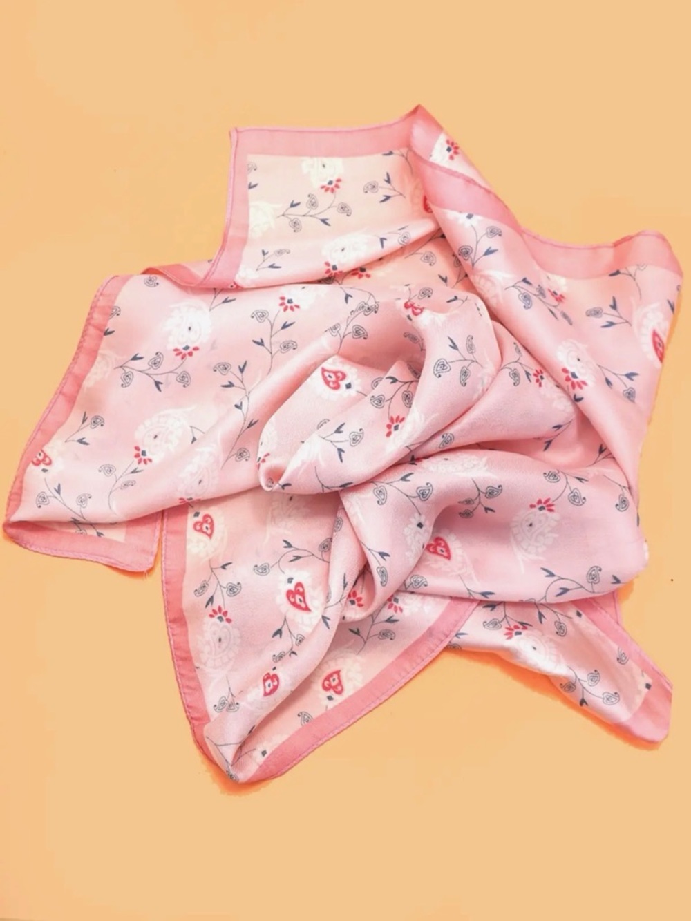 Pink Flower Print Scarf - Picture 3 of 4